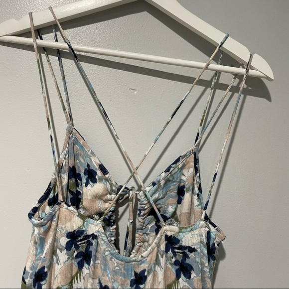 Free People Mulberry Floral Maxi Dress Strappy Front Cutout Medium - Picture 4 of 6